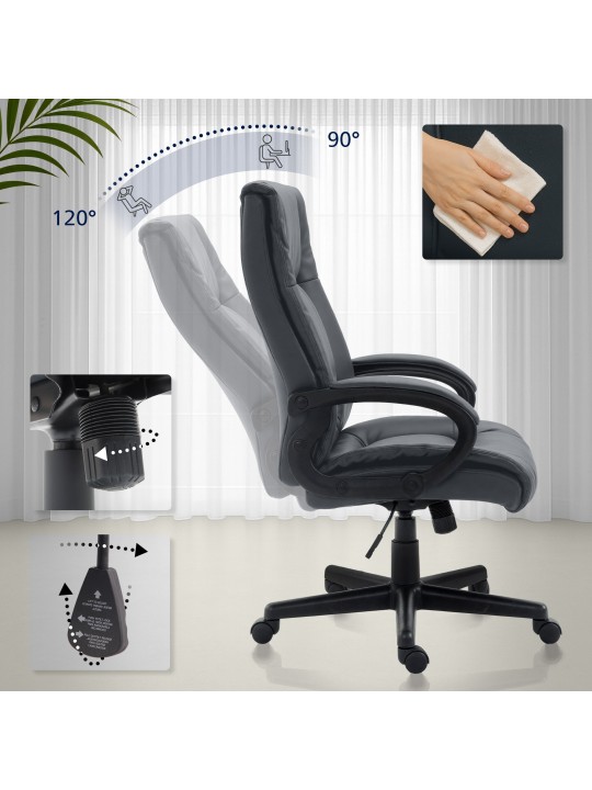 Työtuoli XL Sparta keinonahkaa, harmaa