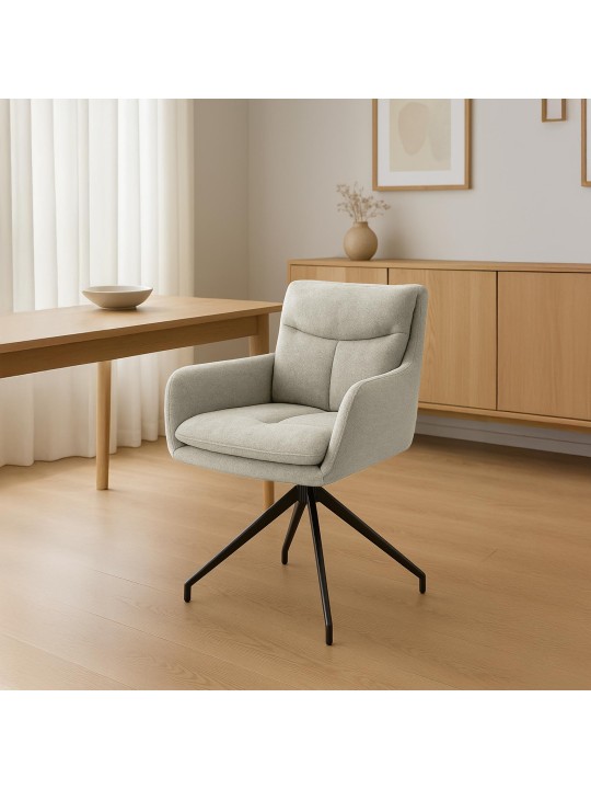 Ruokapöydän tuoli Somers kangasta, kermanvärinen