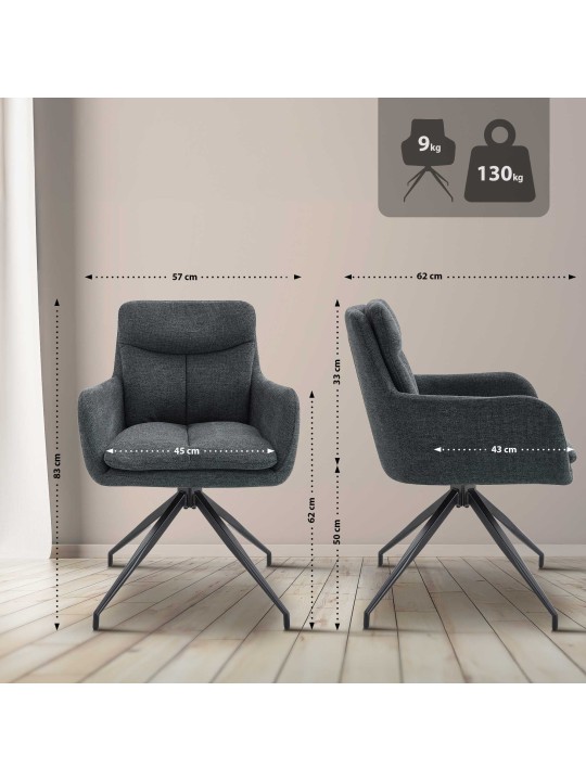 Ruokapöydän tuoli Somers kangasta, tummanharmaa