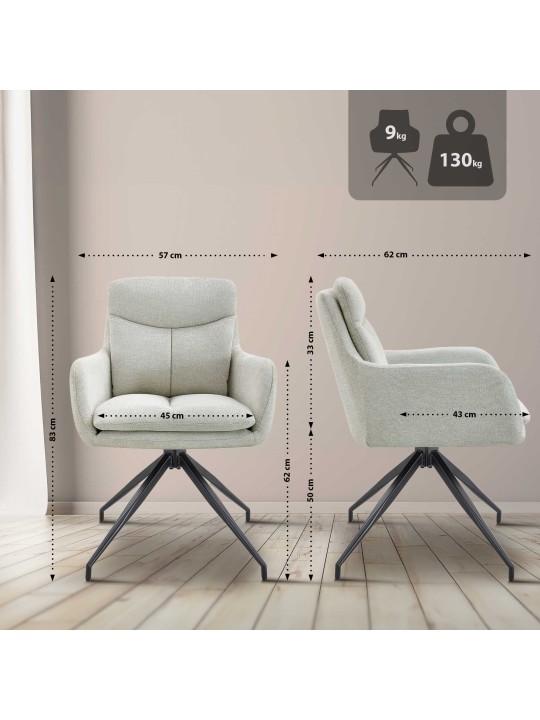 2 ruokapöydän tuolin setti Somers kangas, kermanvärinen