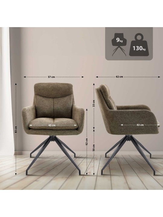 2 ruokapöydän tuolin setti Somers kangas, ruskea