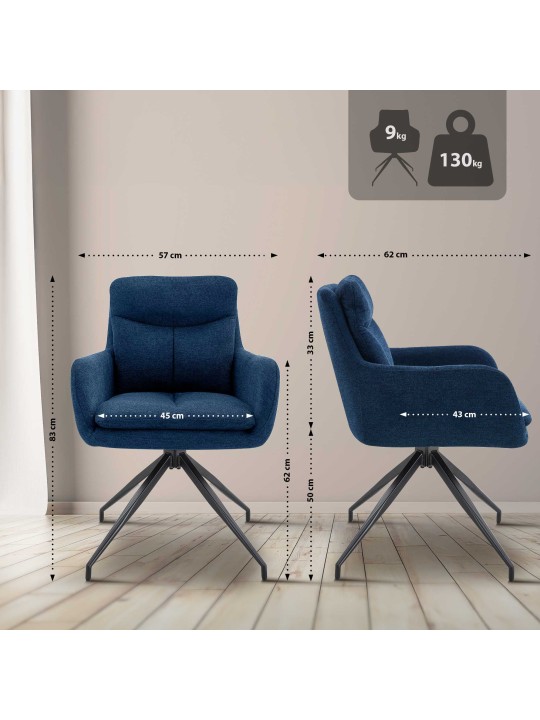 2 ruokapöydän tuolin setti Somers kangas, sininen