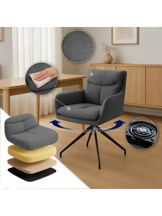 Ruokapöydän tuoli Somers kangasta, tummanharmaa