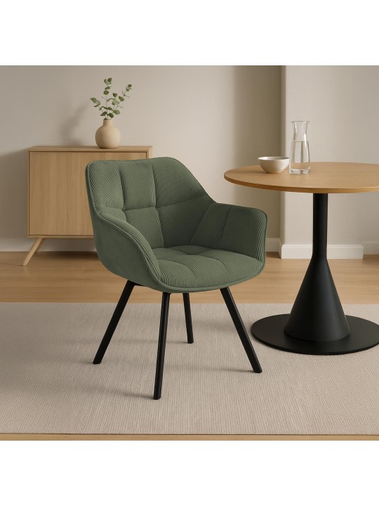 Jordi Cord ruokapöydän tuoli, vihreä