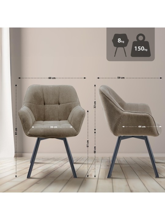 Jordi Cord ruokapöydän tuoli, ruskea