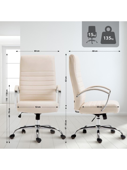 Valais keinonahkainen työtuoli, kermanvärinen