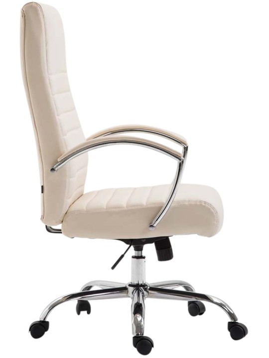 Valais keinonahkainen työtuoli, kermanvärinen