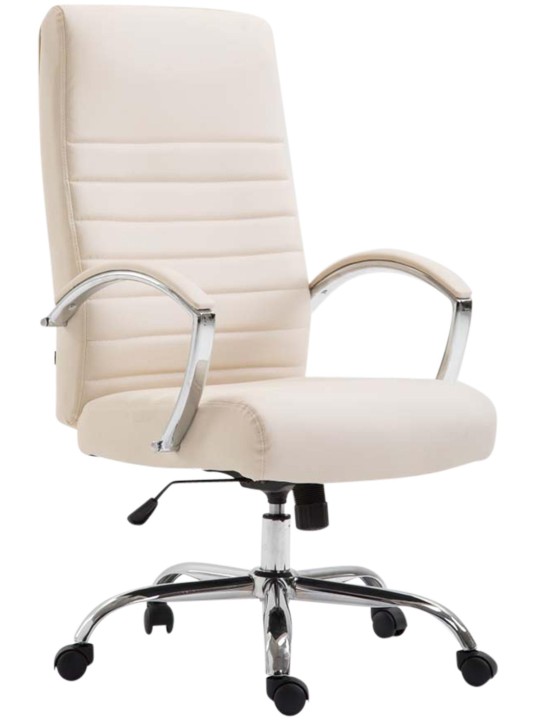 Valais keinonahkainen työtuoli, kermanvärinen