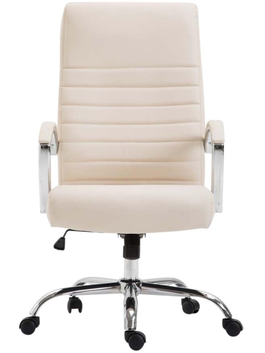 Valais keinonahkainen työtuoli, kermanvärinen