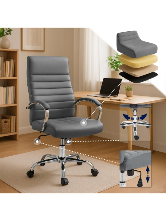 Valais keinonahkainen työtuoli, harmaa