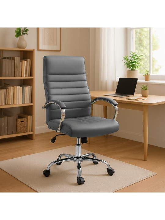 Valais keinonahkainen työtuoli, harmaa