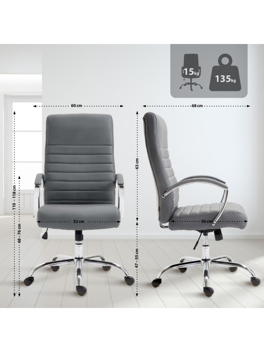 Valais keinonahkainen työtuoli, harmaa