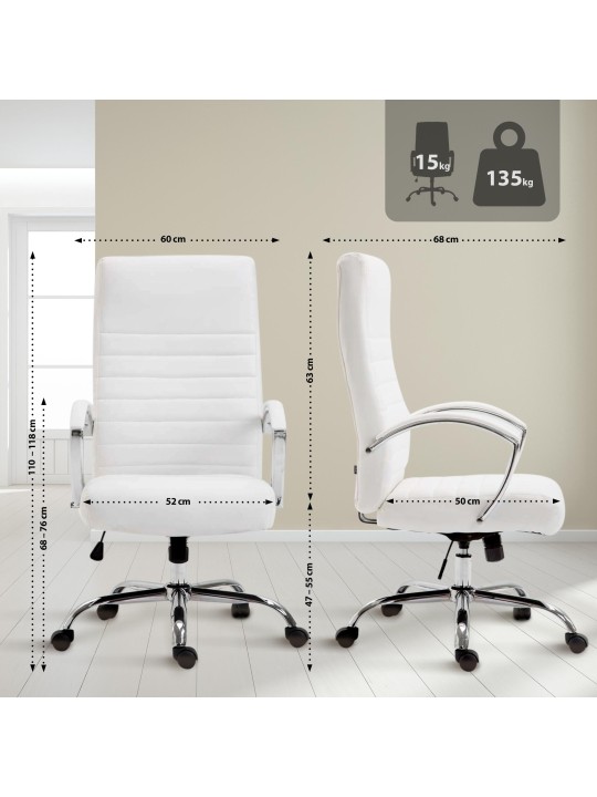 Valais keinonahkainen työtuoli, valkoinen