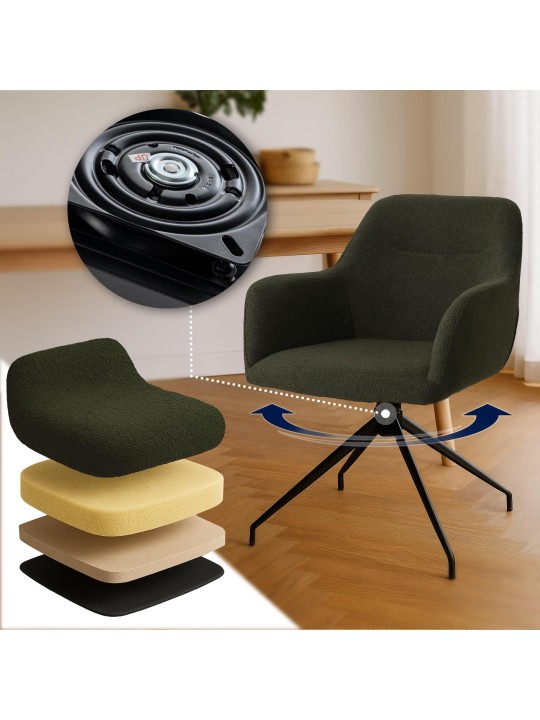 Ruokasalin tuoli Merlinda kangas Teddy, tummanvihreä