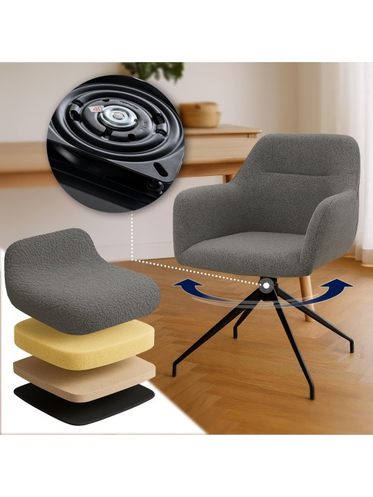 Ruokasalin tuoli Merlinda kangas Teddy, harmaa