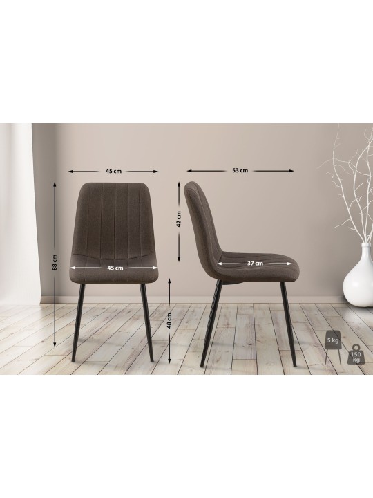 4 tuolin setti Dijon kangas, ruskea