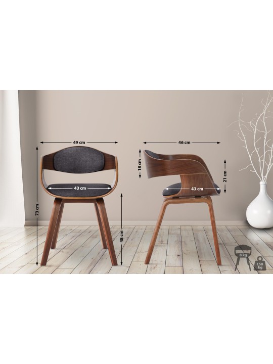 2 tuolin setti Kingston kangas, pähkinä/vaaleanharmaa