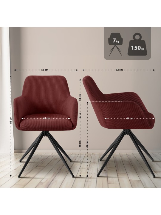 Olema Cord ruokapöydän tuoli, viininpunainen