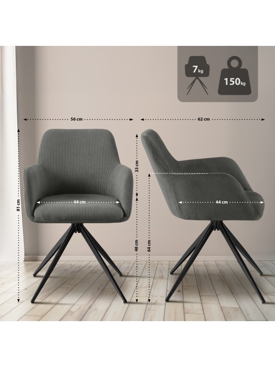 Olema Cord ruokapöydän tuoli, harmaa