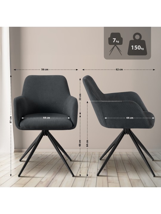 Olema Cord ruokapöydän tuoli, musta