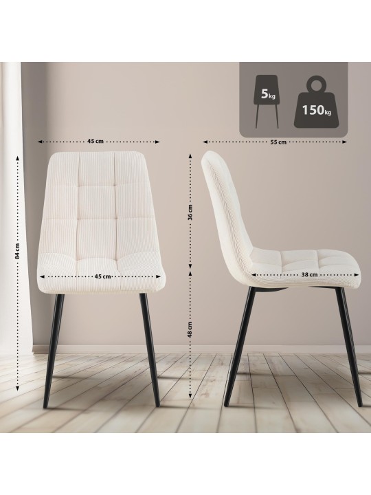 Sarja 4 ruokasalin tuolia Tilde Cord, kermanvärinen Sarja 4 ruokasalin tuolia Tilde Cord, kermanvärinen