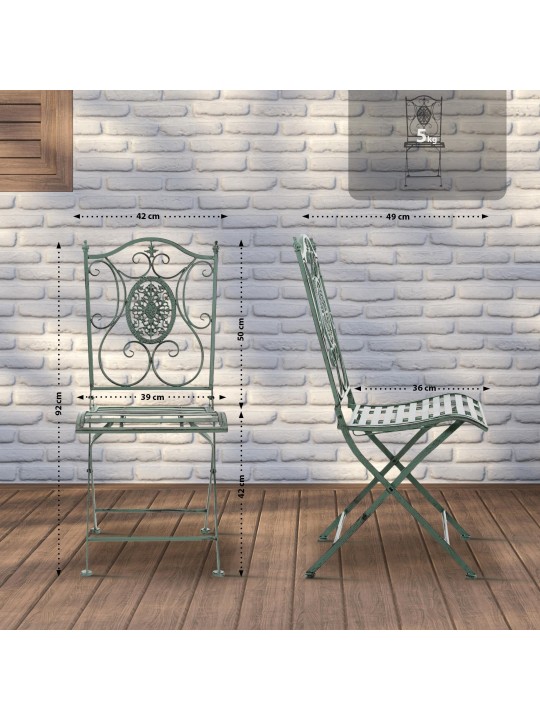 2 tuolin setti Sibell, antiikkivihreä