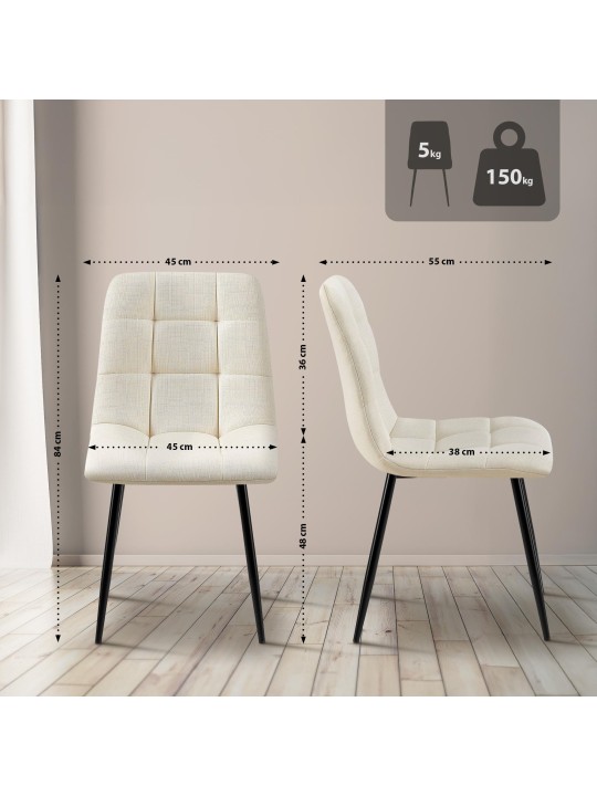 Ruokasalin tuoli Tilde kangasta, kermanvärinen