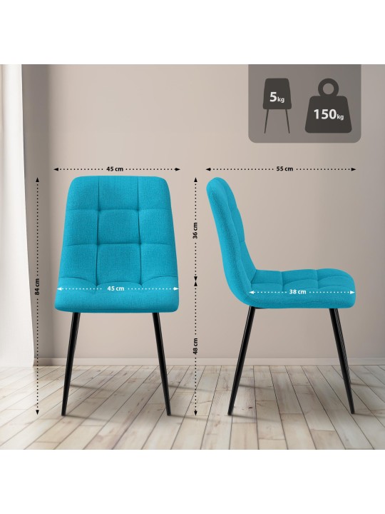 Ruokasalin tuoli Tilde kangasta, turkoosi