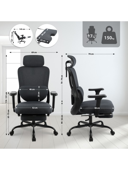 Leesburg työtuoli, musta/musta