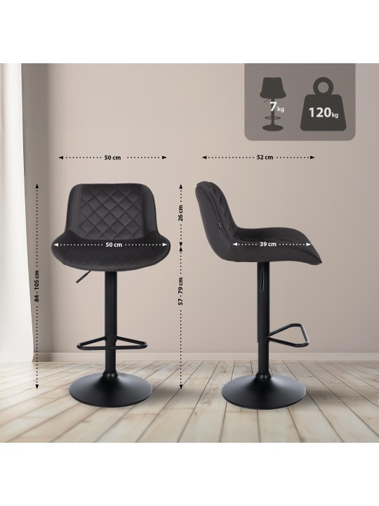 2 baarijakkaran sarja Kasson velvet, musta