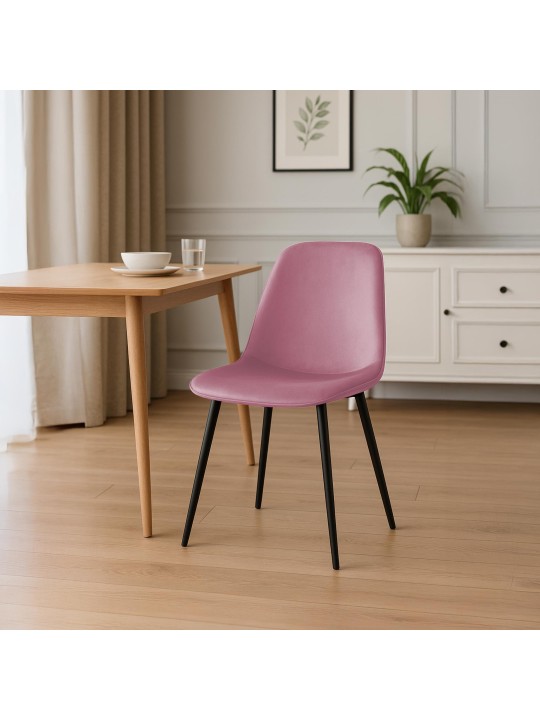 4 ruokapöydän tuolin setti Maryam velvet, vaaleanpunainen