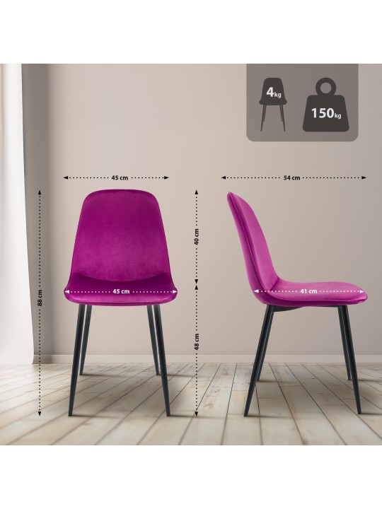 Maryam samettinen ruokatuoli, liila