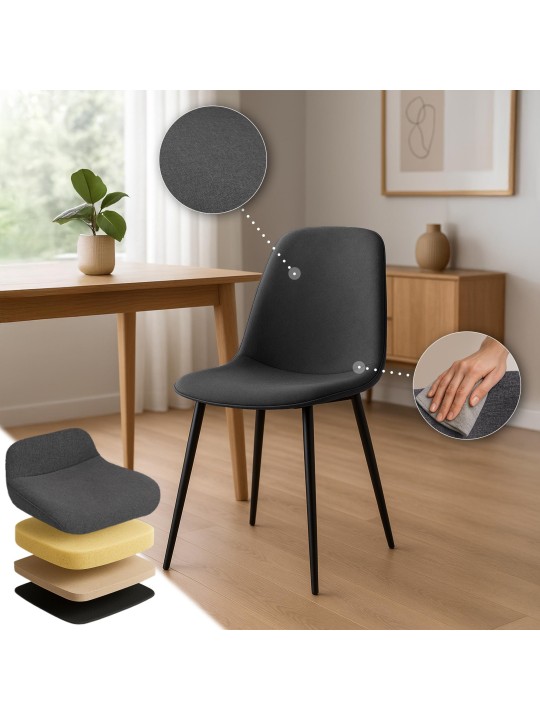 4 ruokapöydän tuolin setti Maryam kangas, tummanharmaa