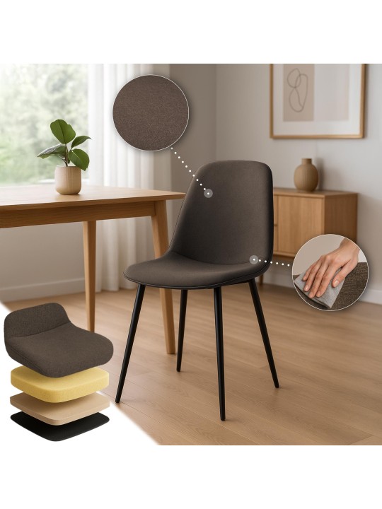 4 ruokapöydän tuolin setti Maryam kangas, ruskea