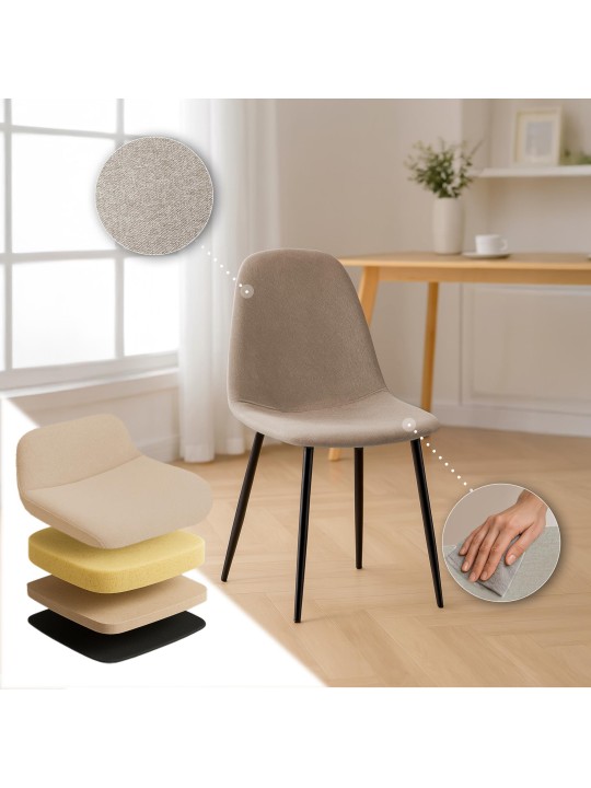 Napier-kankainen ruokapöydän tuoli, kermanvärinen Napier-kankainen ruokapöydän tuoli, kermanvärinen