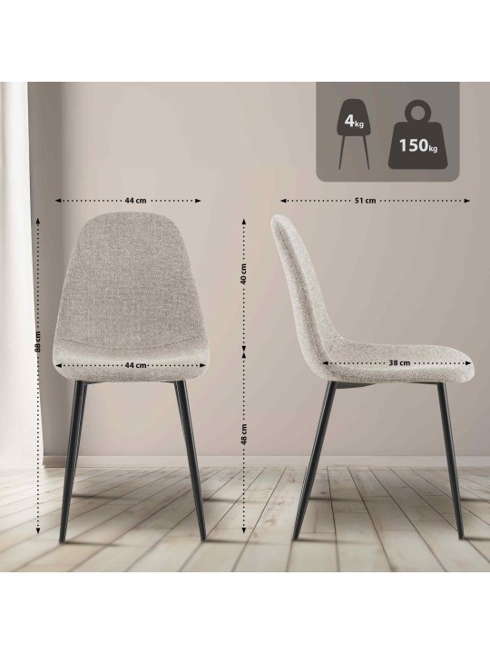 Napier-kankainen ruokapöydän tuoli, kermanvärinen Napier-kankainen ruokapöydän tuoli, kermanvärinen