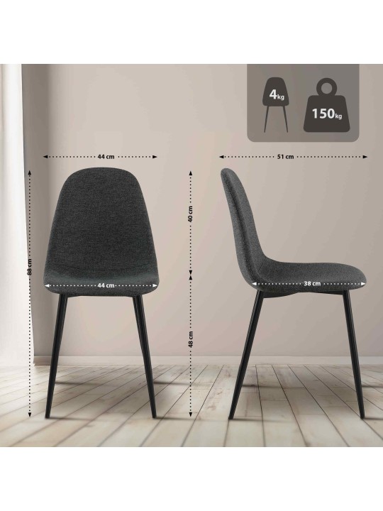 Napier-kankainen ruokapöydän tuoli, musta