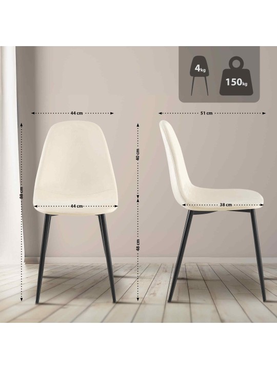 Napier samettinen ruokatuoli, kermanvärinen