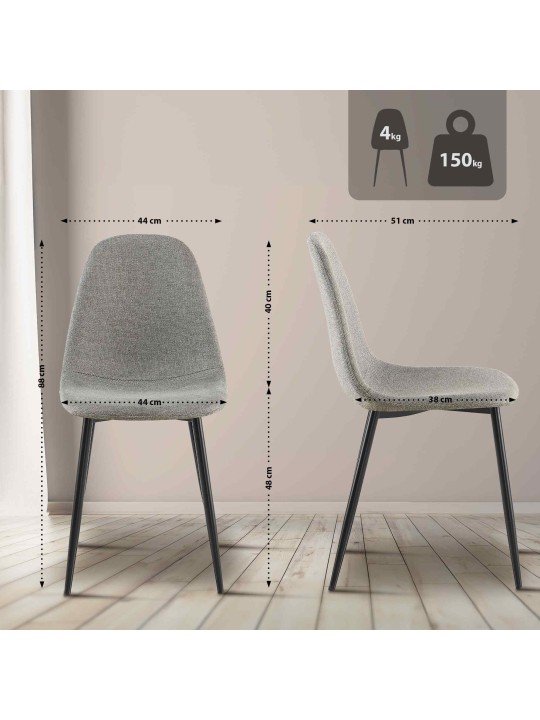 Napier-kankainen ruokapöydän tuoli, vaaleanharmaa