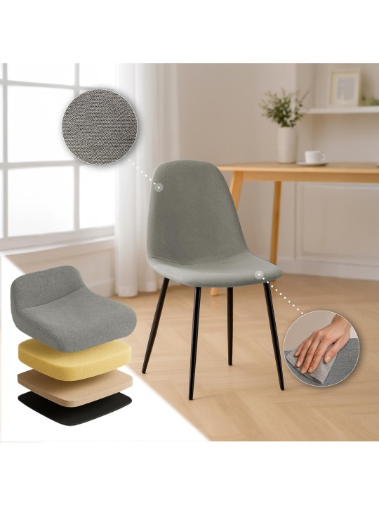 Napier-kankainen ruokapöydän tuoli, vaaleanharmaa