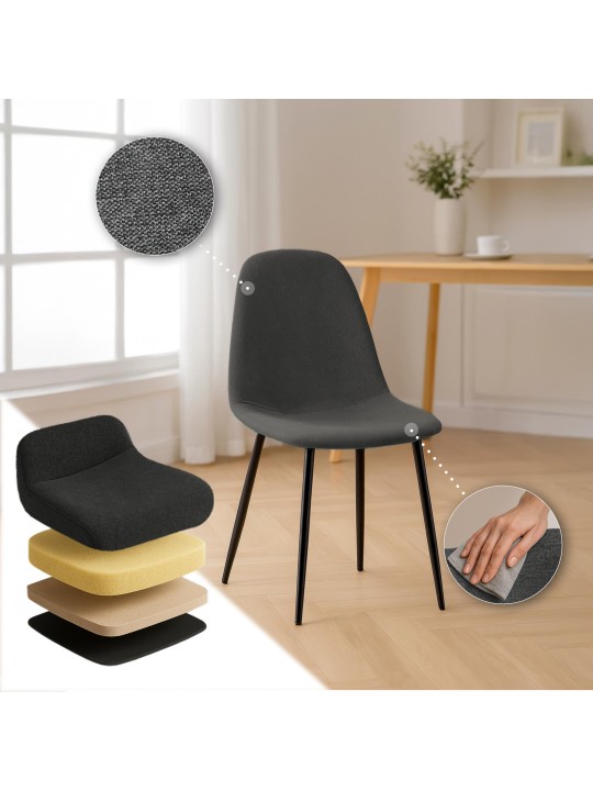 Napier-kankainen ruokapöydän tuoli, harmaa