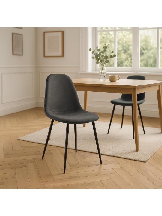 Napier vintage keinonahkainen ruokapöydän tuoli, musta