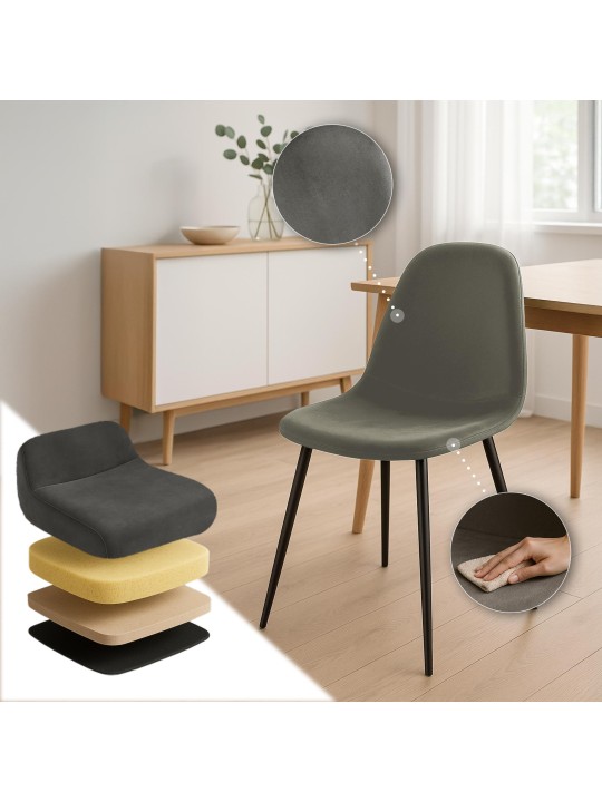 Napier samettinen ruokatuoli, antrasiitti