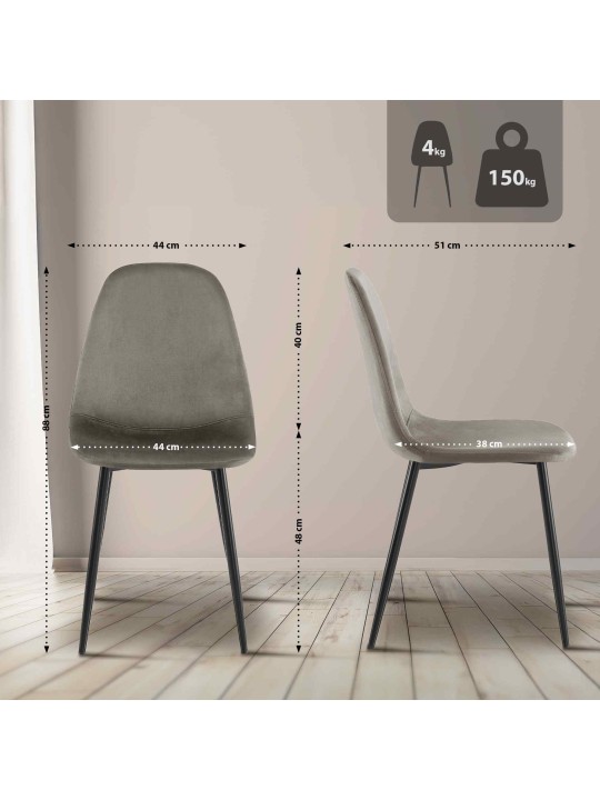 Napier samettinen ruokatuoli, antrasiitti