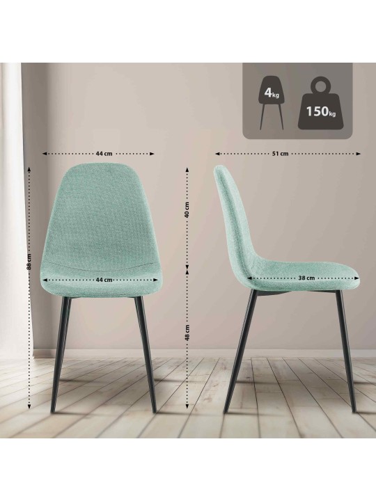 Napier-kankainen ruokapöydän tuoli, vaaleanvihreä