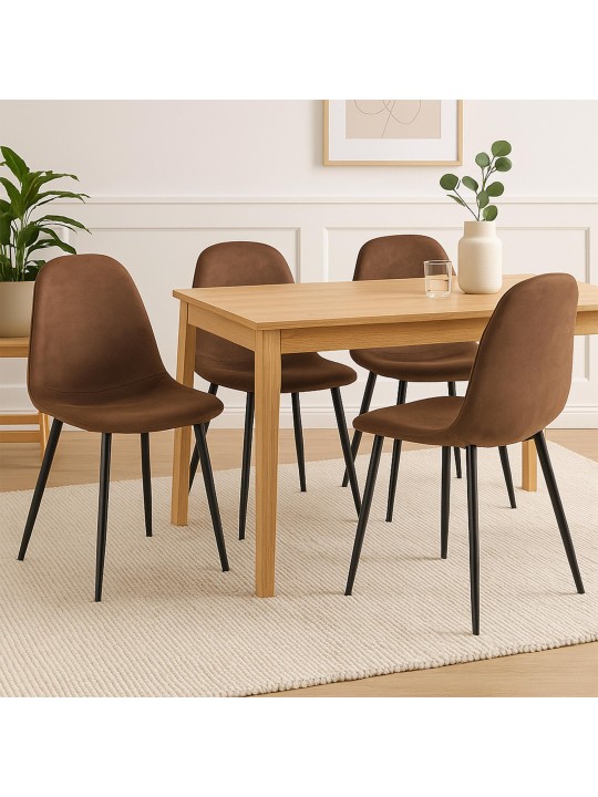 4 ruokasalin tuolin sarja Napier keinonahkaa, ruskea