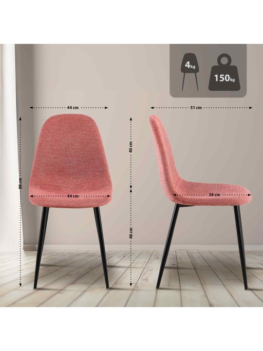 4 ruokasalin tuolin sarja Napier kangas, oranssi