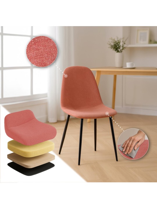 4 ruokasalin tuolin sarja Napier kangas, oranssi