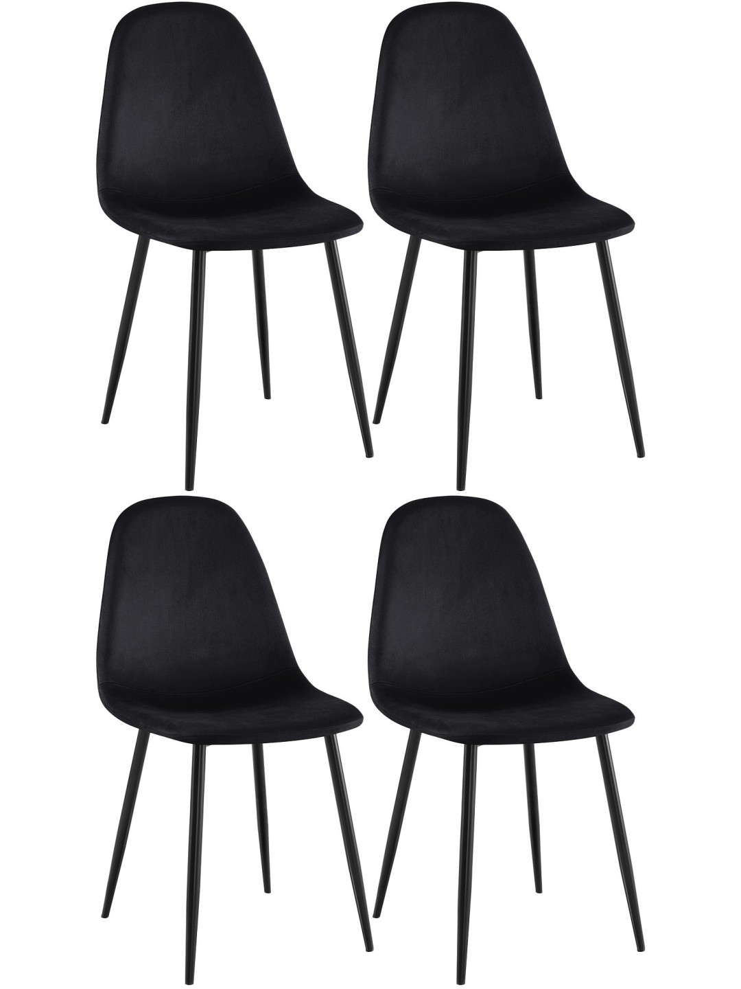 Set of 4 dining room chairs Napier velvet, musta