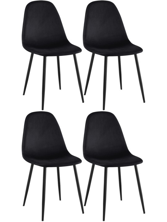 Set of 4 dining room chairs Napier velvet, musta